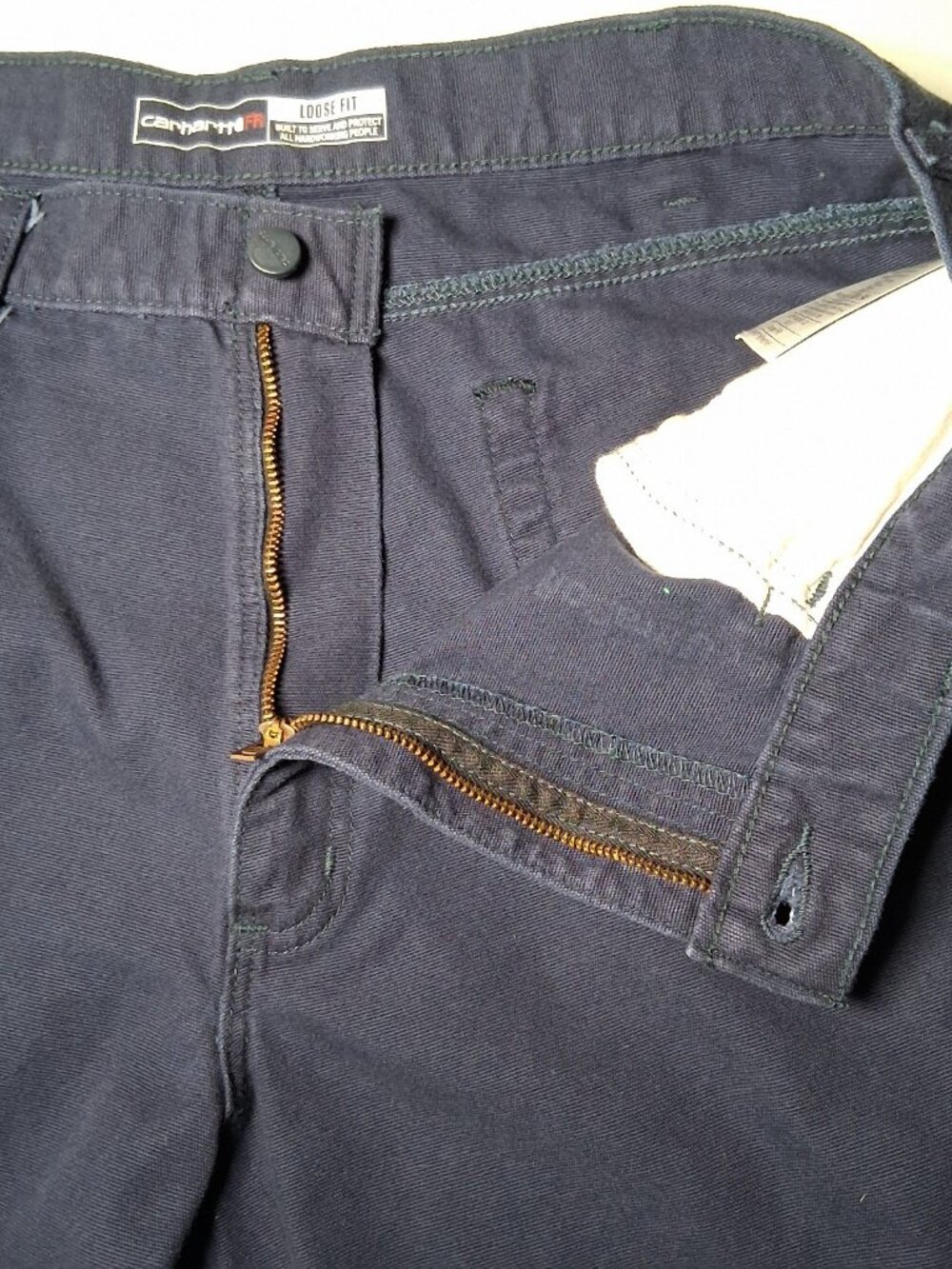 Carhartt FR Pants 36x32 Loose Fit Actual Size Blue Mid Weight Canvas CAT 2 2112 - Picture 13 of 16